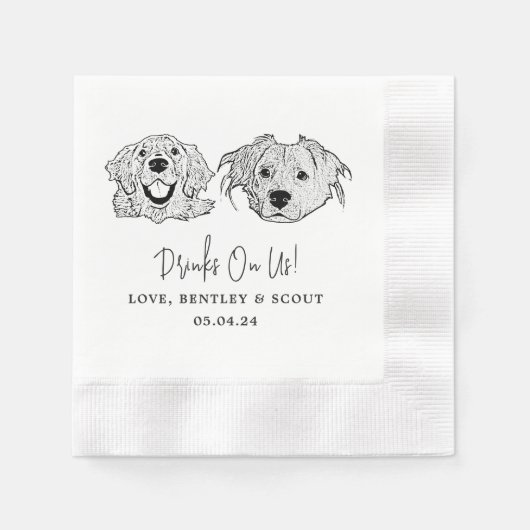 Custom Two Pet Cocktail Napkins Hochzeit Serviette (Vorderseite)