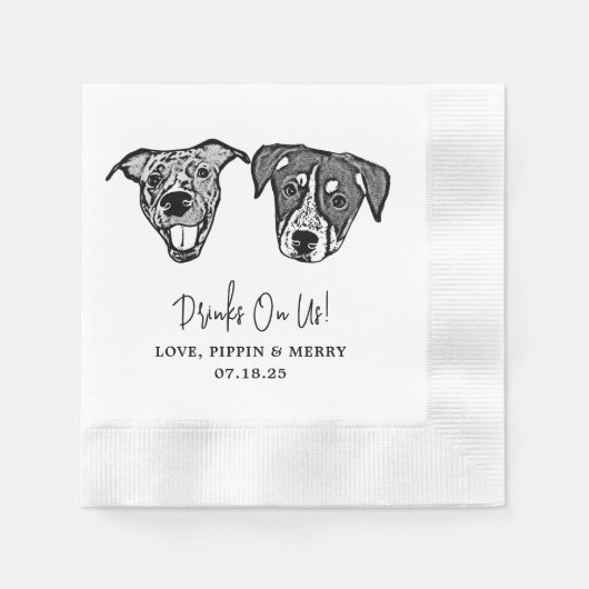 Custom Two Pet Cocktail Napkins Hochzeit Serviette (Vorderseite)
