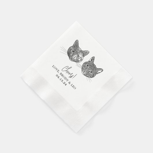 Custom Two Pet Cocktail Napkins Hochzeit Serviette (Ecke)