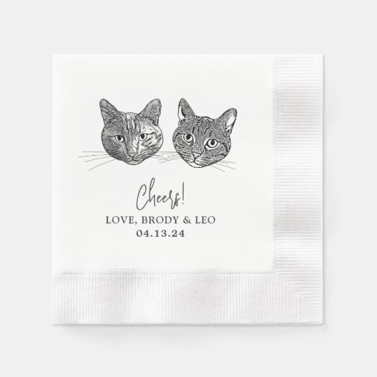 Custom Two Pet Cocktail Napkins Hochzeit Serviette (Vorderseite)