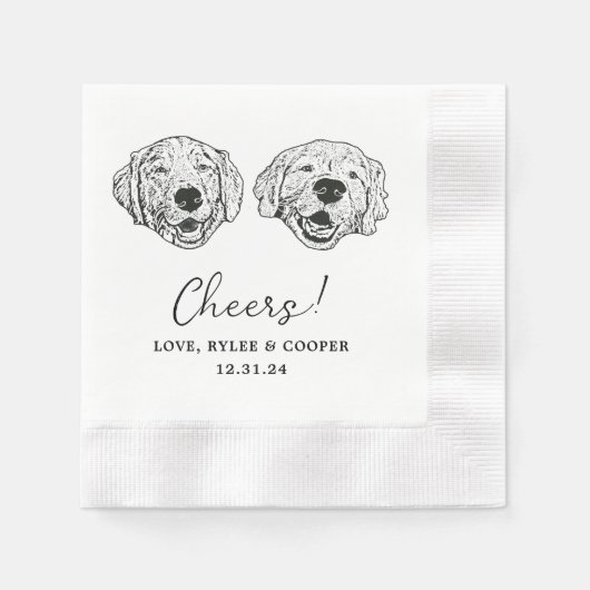 Custom Two Pet Cocktail Napkins Hochzeit Serviette (Vorderseite)