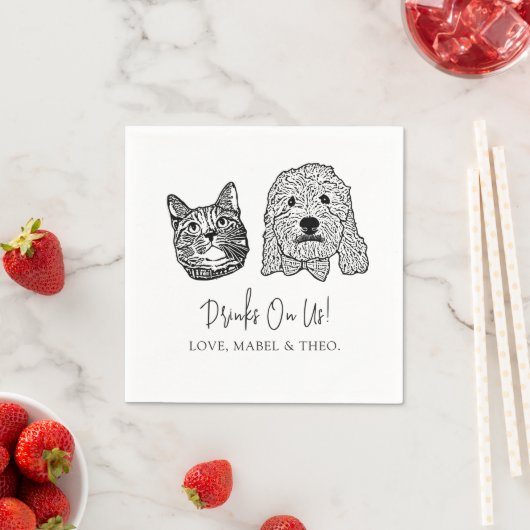 Custom Two Pet Cocktail Napkins Hochzeit Serviette (Beispiel)