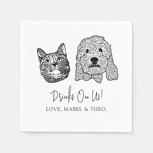 Custom Two Pet Cocktail Napkins Hochzeit Serviette (Vorderseite)