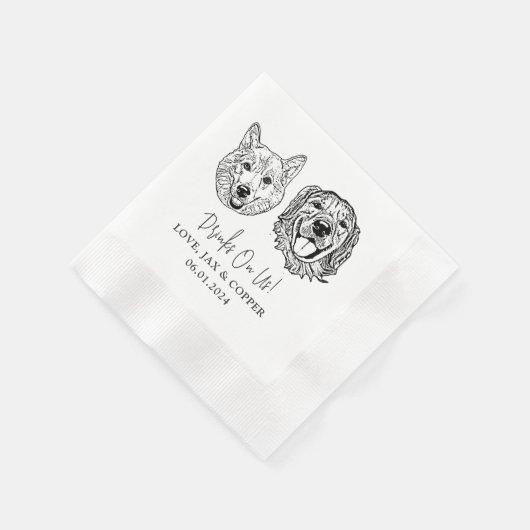 Custom Two Pet Cocktail Napkins Hochzeit Serviette (Ecke)
