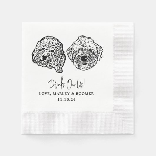 Custom Two Pet Cocktail Napkins Hochzeit Serviette (Vorderseite)