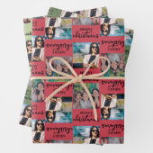 Custom Two Square Foto Christmas Red Green Geschenkpapier Set (Beispiel)