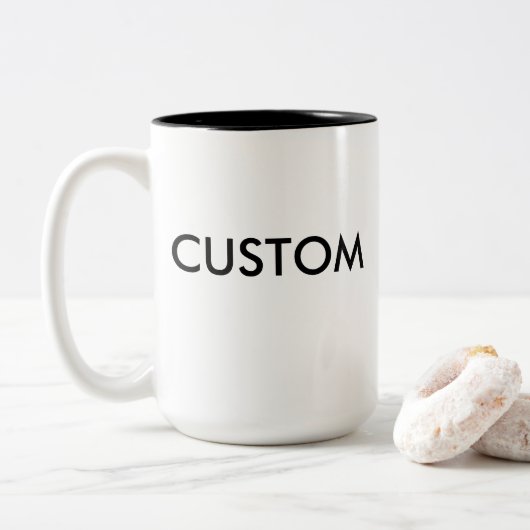 Custom Two-Tone Large 15 oz Tasse - BLACK Inside (Mit Donut)