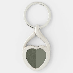 Custom Two-Tone Moss Green Textured Heart Keychain Schlüsselanhänger