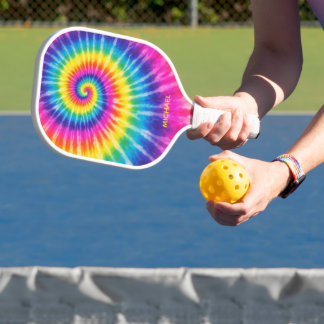 Custom Tye-Dye Retro Colorful Unisex Add Name  Pickleball Schläger