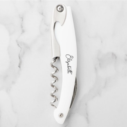 Custom Typografy Name Eleganto Modern Simple White Kellnermesser (Vorderseite)