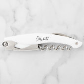 Custom Typografy Name Eleganto Modern Simple White Kellnermesser (Vorderseite)