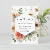 Custom Typografy Peach Wedding Save The Date (Stehend Vorderseite)