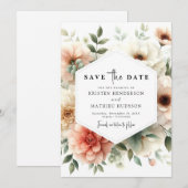 Custom Typografy Peach Wedding Save The Date (Vorne/Hinten)