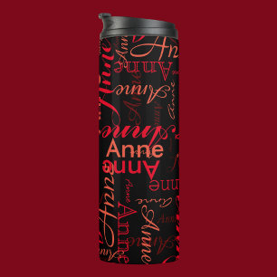 Custom Typografy Red Name Anne Black Thermosbecher