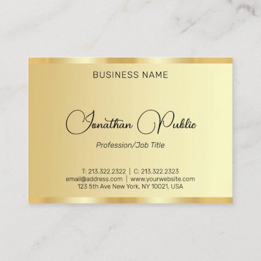 Custom Typografy Script Gold Look Beruflich Visitenkarte (Rückseite)