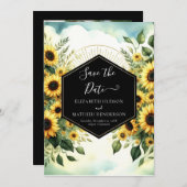 Custom Typografy Sunflower Wedding Save The Date (Vorne/Hinten)