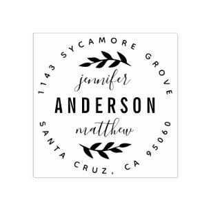 Custom Typografy Verheiratet Couple Rücksendeadres Gummistempel