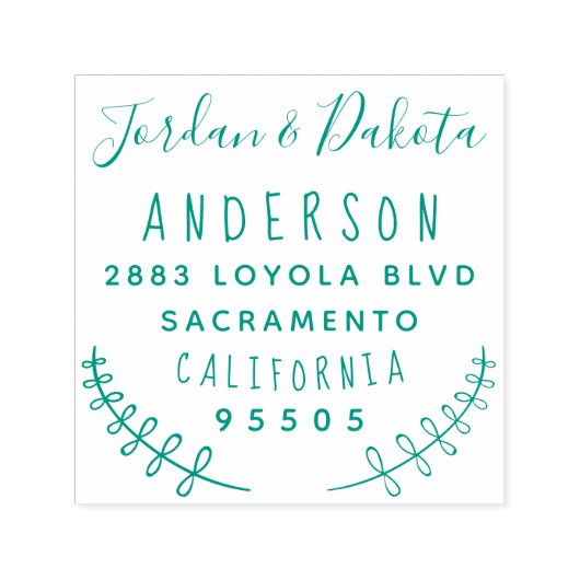 Custom Typografy Verheiratet Couple Rücksendeadres Permastempel (Design)