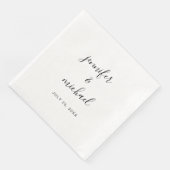 Custom Typography Script Black and White Wedding Serviette (Ecke)