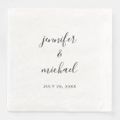 Custom Typography Script Black and White Wedding Serviette (Vorderseite)