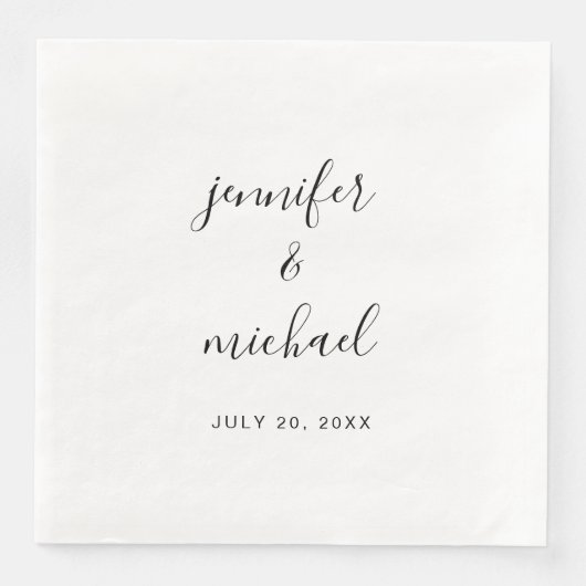 Custom Typography Script Black and White Wedding Serviette (Vorderseite)