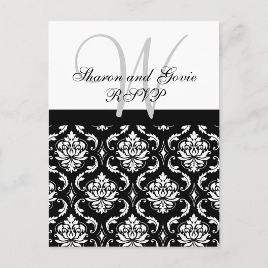 Custom UAWG Damask Wedding Postcard Einladungspostkarte (Vorderseite)
