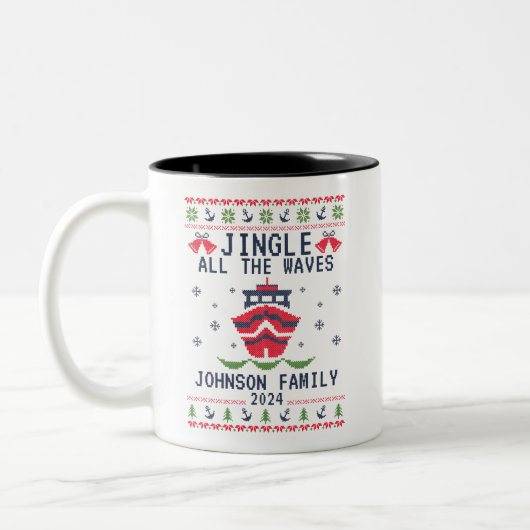 Custom Uggge Christmas Cruise Family Matching Grou Zweifarbige Tasse (Links)