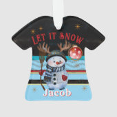 Custom Ugly Sweater - Antlered Snowman Weihnachten Ornament (Rückseite)