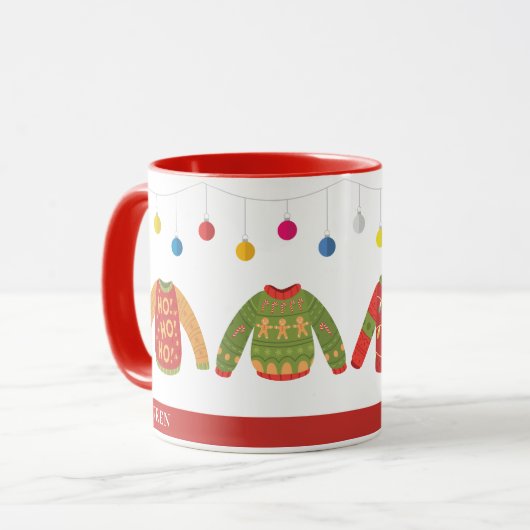 Custom Ugly Sweater Weihnachts-Tasse Tasse (Vorderseite Links)