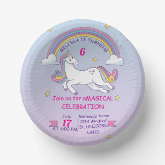 Custom Unicorn Birthday Cake Plate-7" Personalisie Pappteller