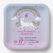 Custom Unicorn Birthday Square Plate - Girl Party Pappteller (Vorderseite)