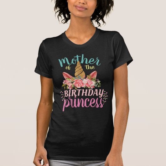Custom Unicorn Blumenhorn Mother Princess Geschenk T-Shirt (Vorderseite)