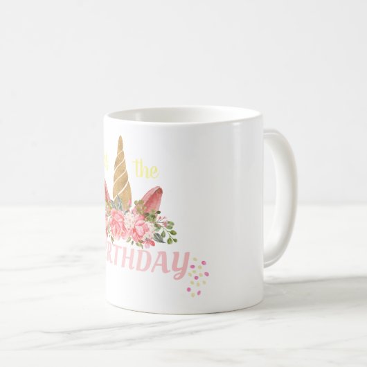 Custom Unicorn Blumenhorn Mutter Prinzessin Gesche Kaffeetasse (VorderseiteRechts)