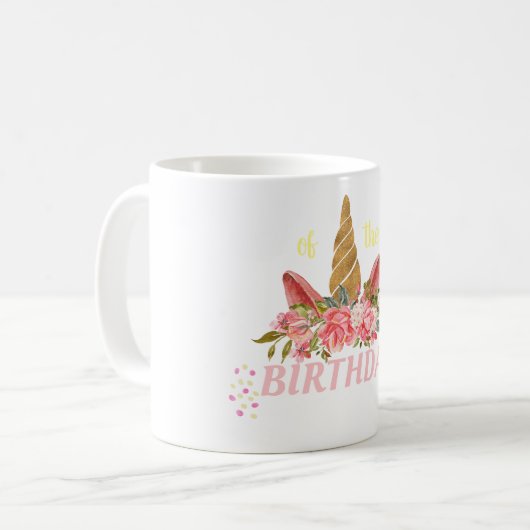 Custom Unicorn Blumenhorn Mutter Prinzessin Gesche Kaffeetasse (Vorderseite Links)