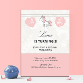 Custom Unicorn Cute Pink Birthday Party Invitation Acryleinladungen