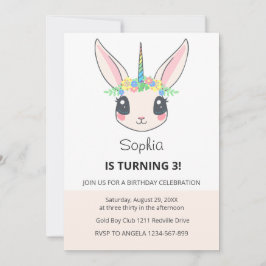 Custom Unicorn Cute Pink Birthday Party Invitation Einladung