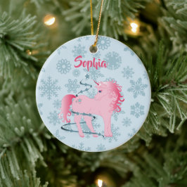 Custom Unicorn Pink Niedlich Girl Christmas Glaube Keramik Ornament