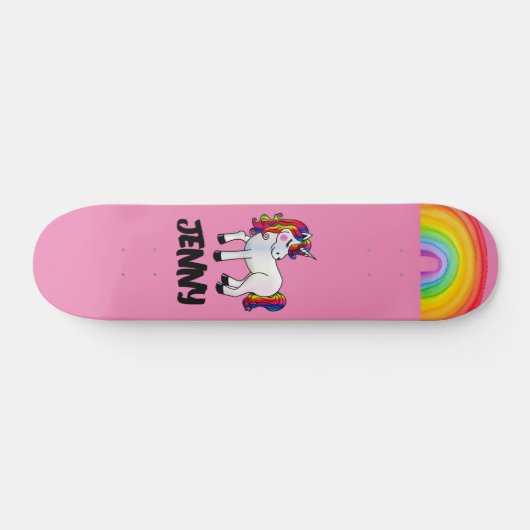 CUSTOM UNICORN RAINBOW PINK MÄDCHEN Skateboard (Horizontal)