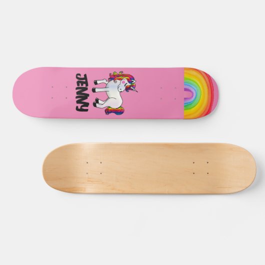 CUSTOM UNICORN RAINBOW PINK MÄDCHEN Skateboard (Horizontal)