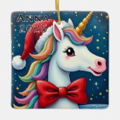 Custom Unicorn Red Bow Keramikornament (Vorderseite)