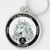Custom Unicorn Sobriety Meilenstein Geschenk Schlüsselanhänger (Vorne)