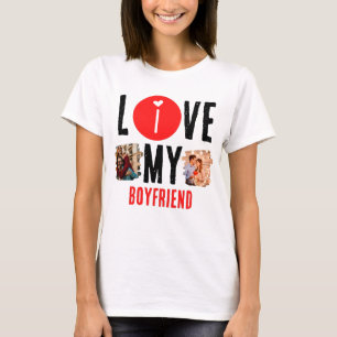 Custom Unique 2 Foto Collage I Liebe Mein Freund T-Shirt