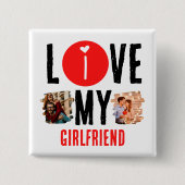 Custom Unique 2 Foto Collage I Liebe Meine Freundi Button (Vorderseite)
