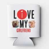 Custom Unique 2 Foto Collage I Liebe Meine Freundi Dosenkühler (Rückseite)