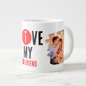 Custom Unique 2 Foto Collage I Liebe Meine Freundi Jumbo-Tasse (Vorderseite Rechts)