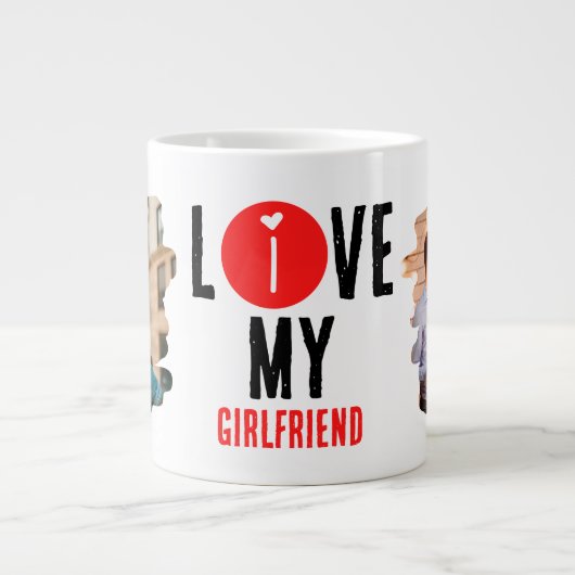 Custom Unique 2 Foto Collage I Liebe Meine Freundi Jumbo-Tasse (Vorderseite)