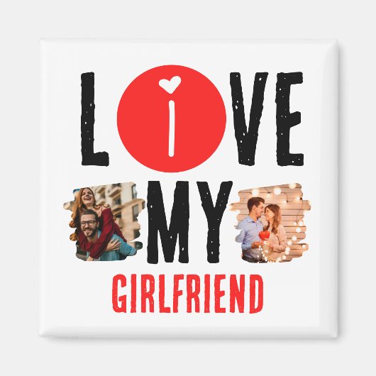 Custom Unique 2 Foto Collage I Liebe Meine Freundi Magnet (Vorne)