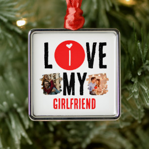 Custom Unique 2 Foto Collage I Liebe Meine Freundi Ornament Aus Metall