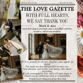 Custom Unique Newspaper Wedding Dankeschön Card Dankeskarte