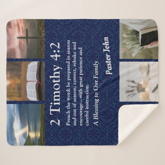 Custom Unique Weihnachtsgeschenke für Pastors Blue Sherpadecke (Vorderseite (Horizontal))